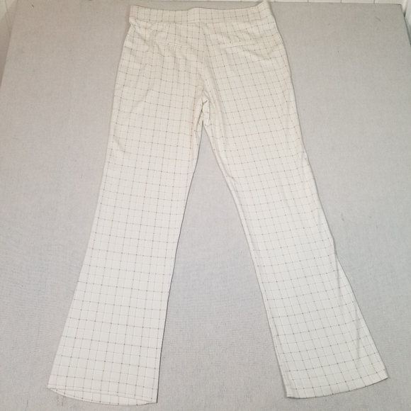 Crosby Women’s Pants Sz XL Pull On High Rise Straight Leg Beige Checker Pattern - Picture 4 of 11